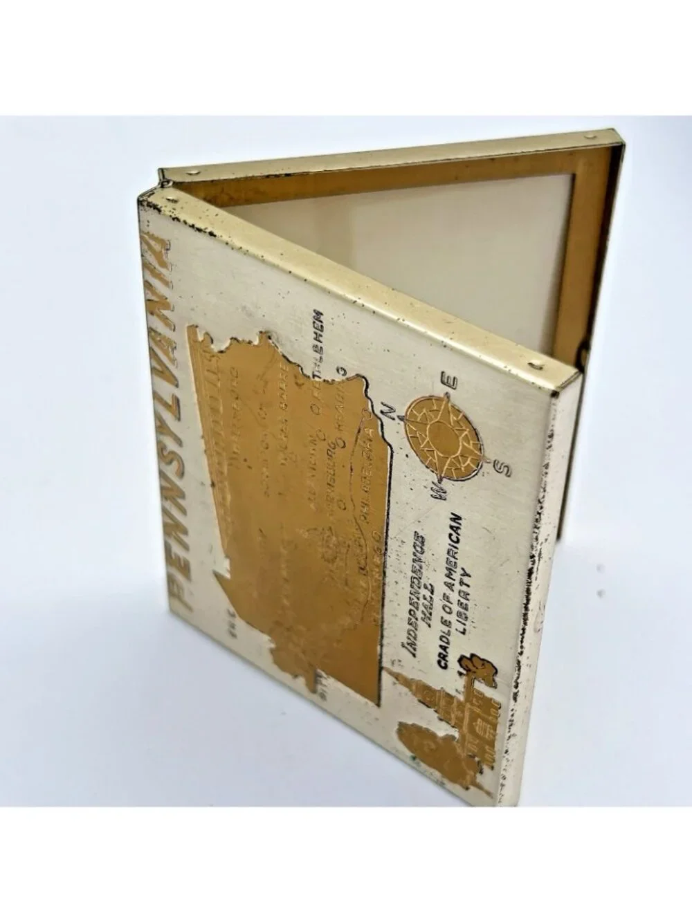 Vintage Etched Pennsylvania Souvenir Silvertone GoldTone Small Picture Frame